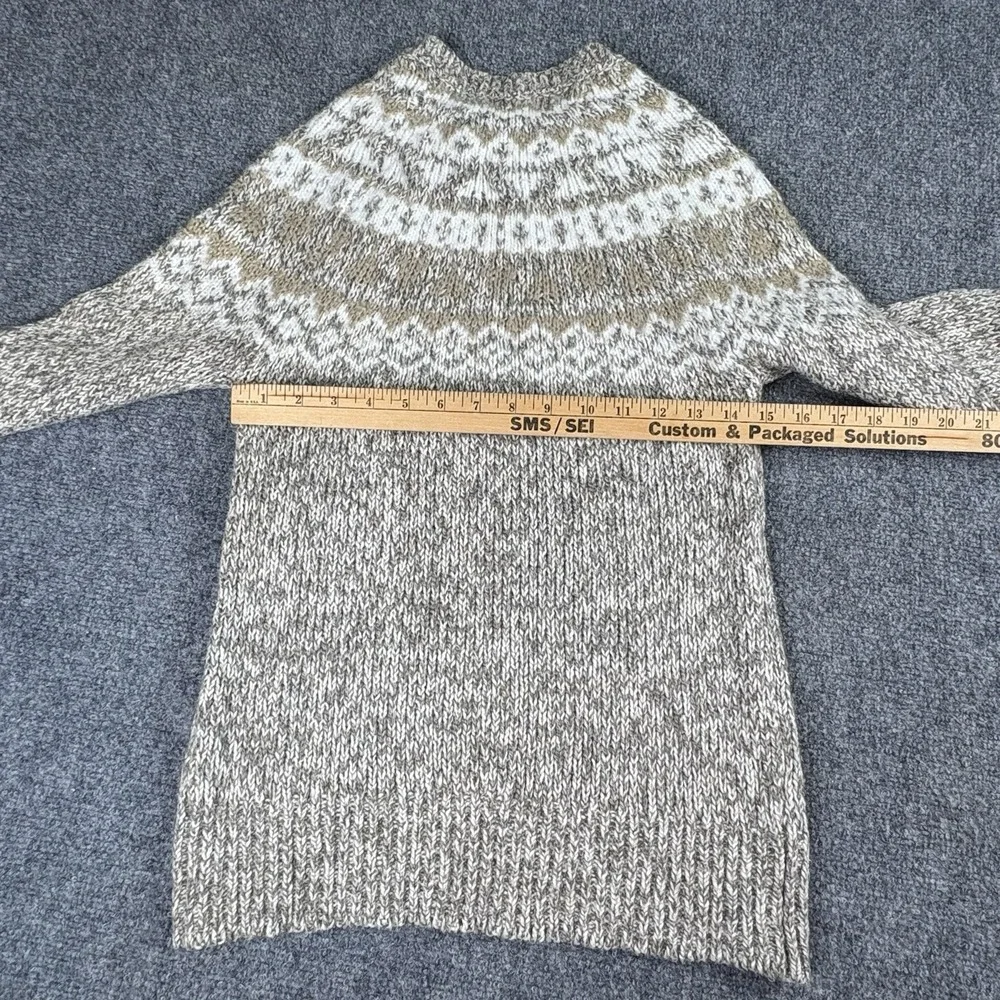 Loft Fair Isle Sweater SP Gray Chunky Knit Pullover Nordic Cottagecore Cabincore